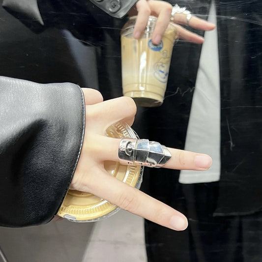 Vivienne inspired four piece armor ring punk style joint ring gray